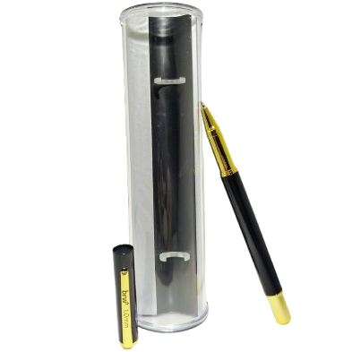 Lapicera Metálica * NEGRA c/ Estuche de Regalo * PREMIUM c/ detalles en Dorado BRW