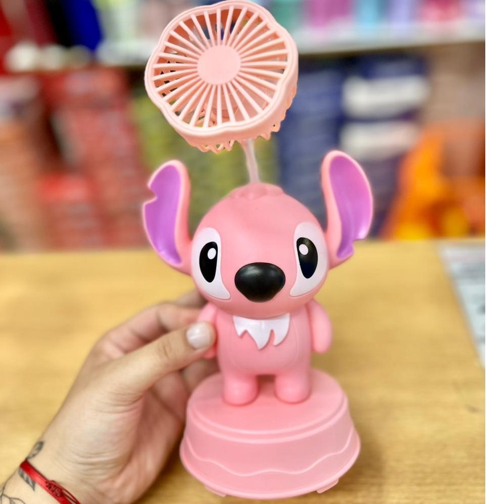 VENTILADOR DE ESCRITORIO * STITCH ROSA (2 VELOCIDADES) * + SACAPUNTAS