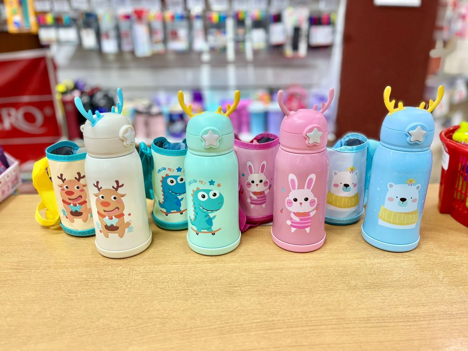 BOTELLA / TERMO INFANTIL * CONEJITO * C/ FUNDA 2 EN 1 ---> TAPA DE TERMO + PICO TIPO SORBETE 500ML ACERO INOXIDABLE