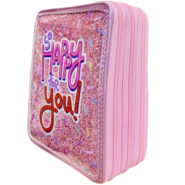 CARTUCHERAS OLAMI "GLITTER METAL" 3 PISOS REFORZADAS