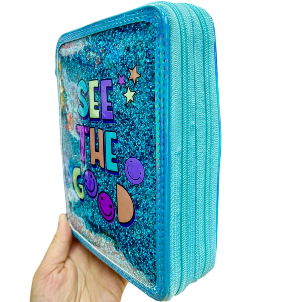 CARTUCHERAS OLAMI "GLITTER METAL" 2 PISOS REFORZADAS