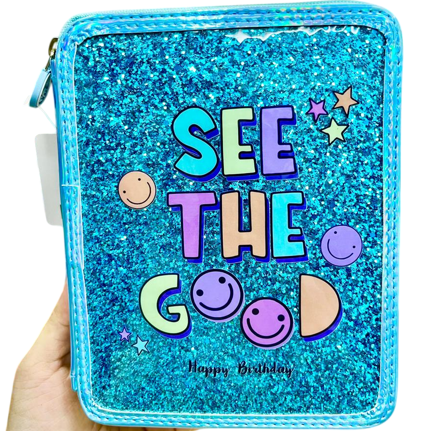 CARTUCHERAS OLAMI "GLITTER METAL" 2 PISOS REFORZADAS