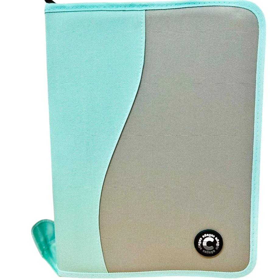 Carpetas A4 con Cierre " Verde Agua c/ Gris " 2 anillos  College *Cod 331*