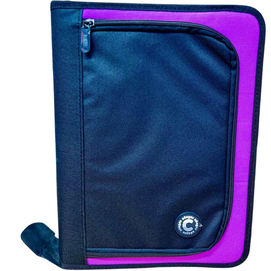 Carpetas A4 con Cierre " Violeta c/ Negro con Caartuchera " 2 anillos  College *Cod 338*