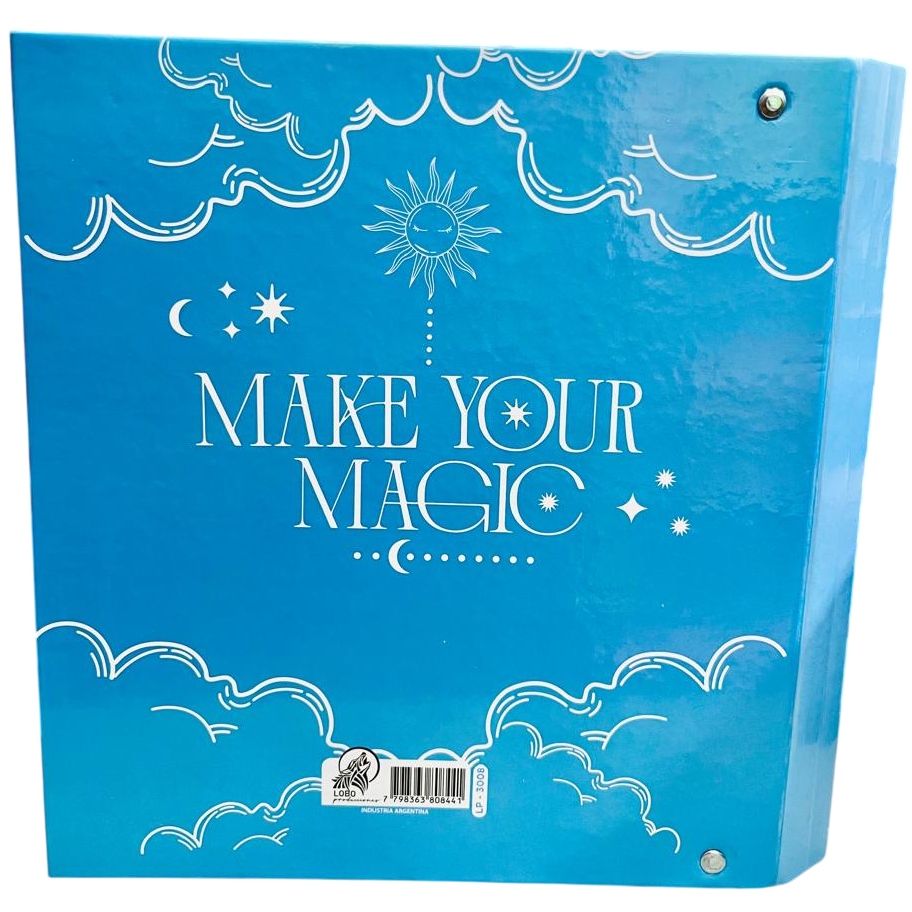 Carpetas 3 anillos " CELESTE METAL " LOBO