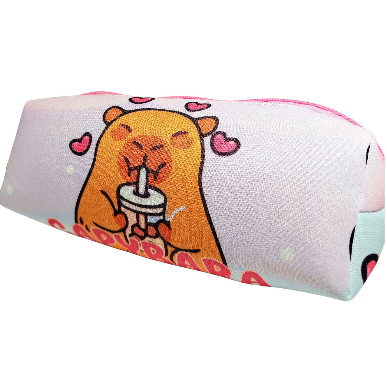 CARTUCHERAS NEOPRENE "CAPIBARA PASTEL" TAMAÑO MEDIANO (LAVABLES) Cod 116