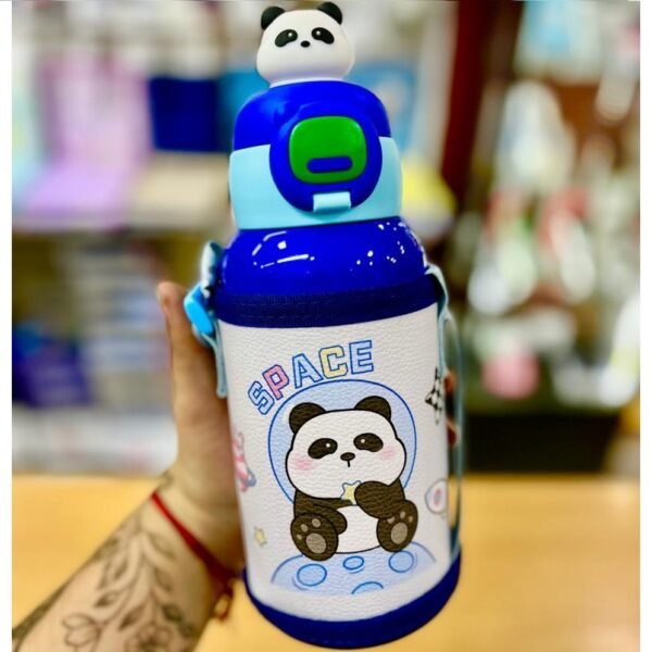 BOTELLA INFANTIL * SPACE (PANDA) * C/ FUNDA PICO TIPO SORBETE 500ML ACERO INOXIDABLE