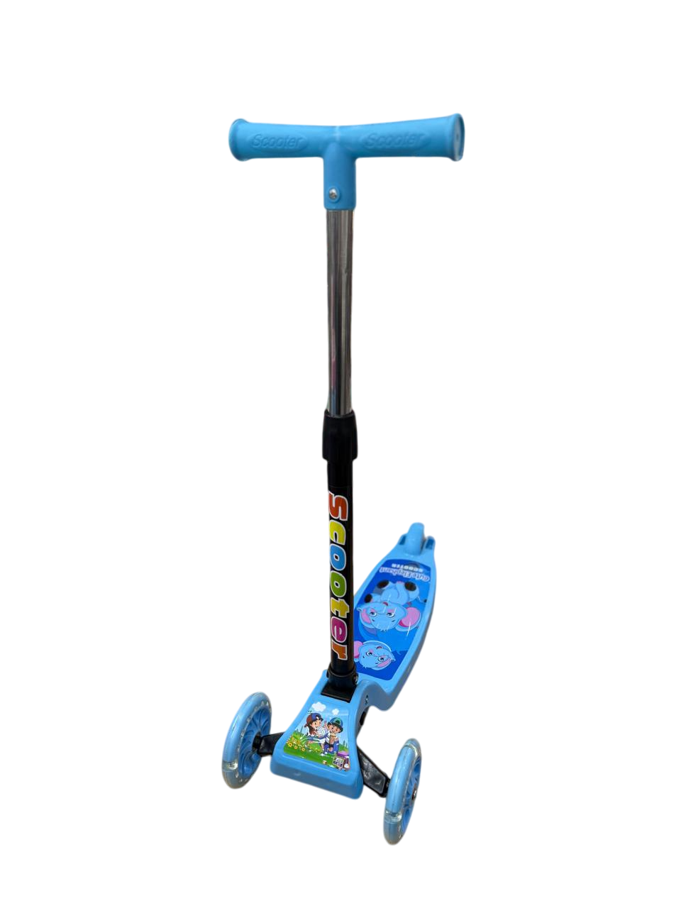 Monopatin Plegable - Scooter Celeste - 3 Ruedas c/ Luz