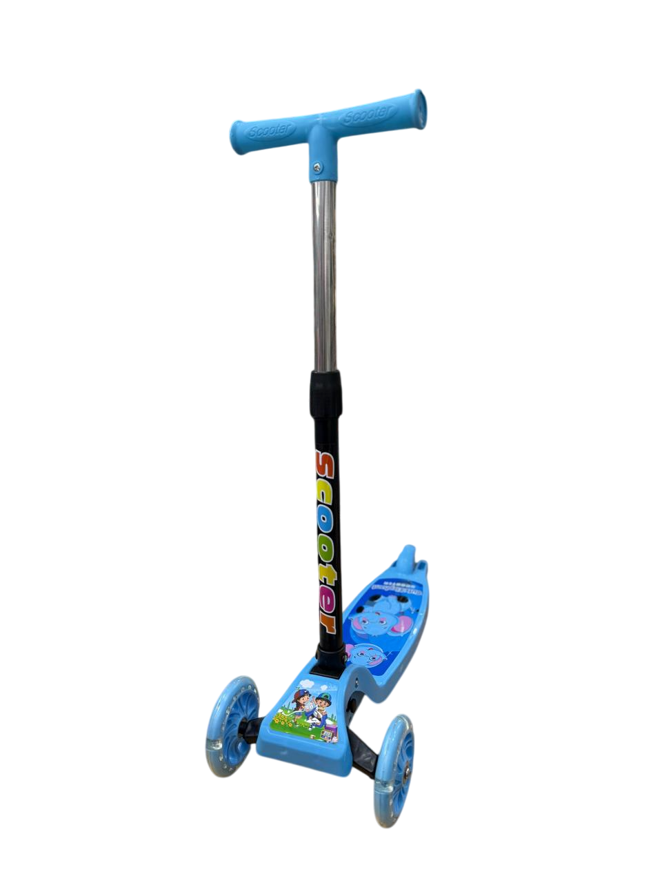 Monopatin Plegable - Scooter Celeste - 3 Ruedas c/ Luz