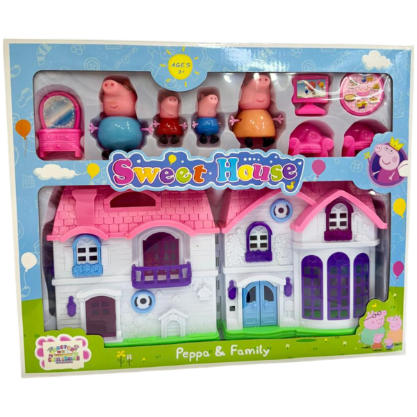 CASITA DE PEPPA SWEET HOUSE PIG - CASITA + FAMILIA COMPLETA + MUEBLES