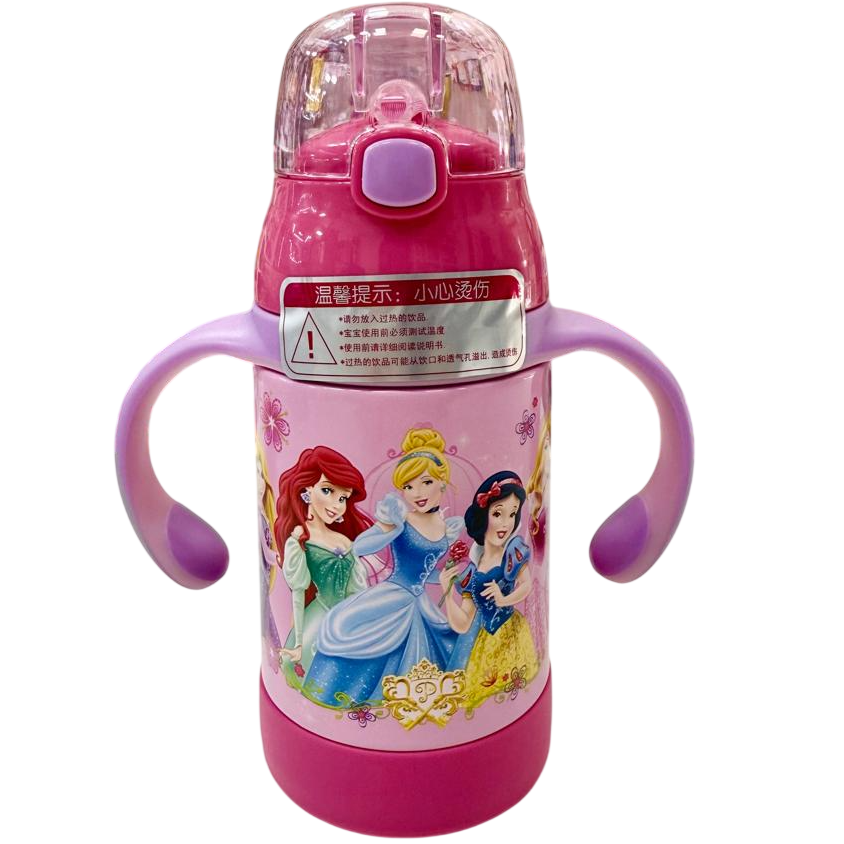 BOTELLITA INFANTIL * PRINCESAS DE DISNEY * C/ PICO TIPO SORBETE Y AGARRE 300ML ACERO INOXIDABLE