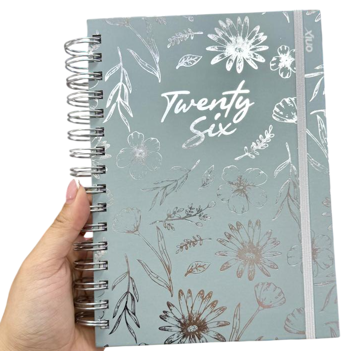 Agendas 2026 " BLOOM ONIX " -Diaria- 16x22 A5 TAMAÑO MEDIANO PREMIUM
