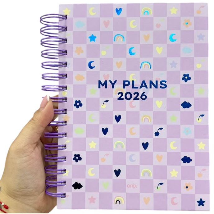 Agendas 2026 " CUADRILLÉ ONIX " -Diaria- 16x22 A5 TAMAÑO MEDIANO PREMIUM