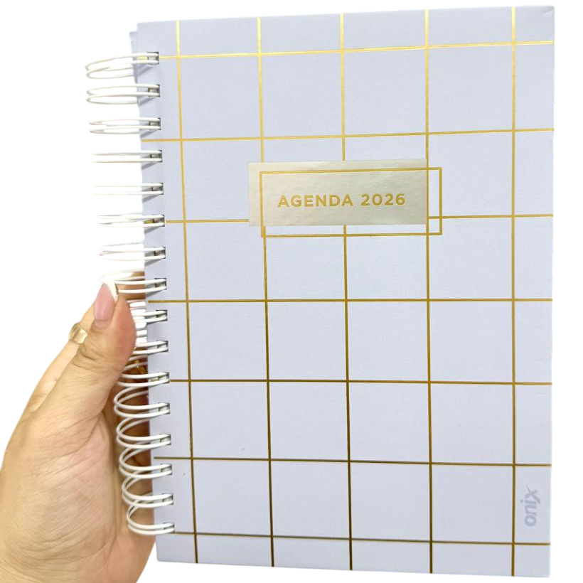 Agendas 2026 " CUADRILLÉ ONIX " -Diaria- 16x22 A5 TAMAÑO MEDIANO PREMIUM