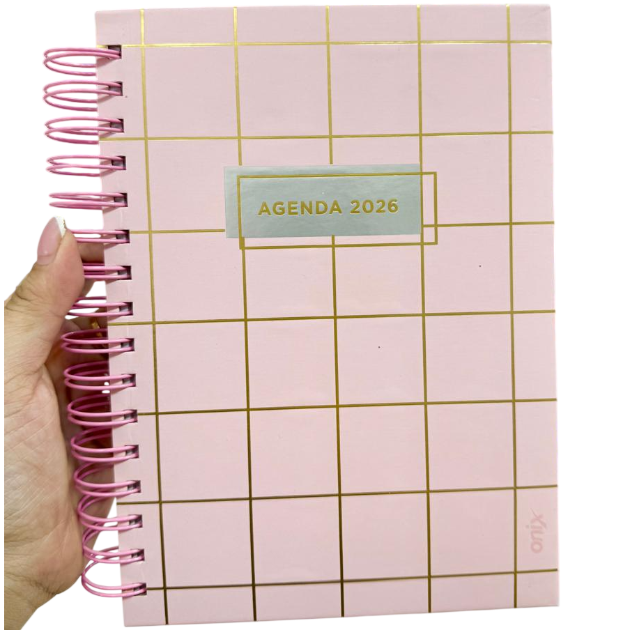 Agendas 2026 " CUADRILLÉ ONIX " -Diaria- 16x22 A5 TAMAÑO MEDIANO PREMIUM