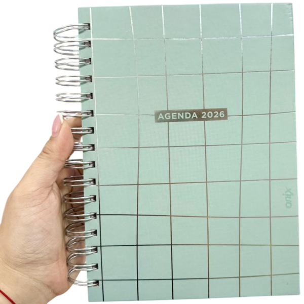 Agendas 2026 " CUADRILLÉ ONIX " -Diaria- 16x22 A5 TAMAÑO MEDIANO PREMIUM