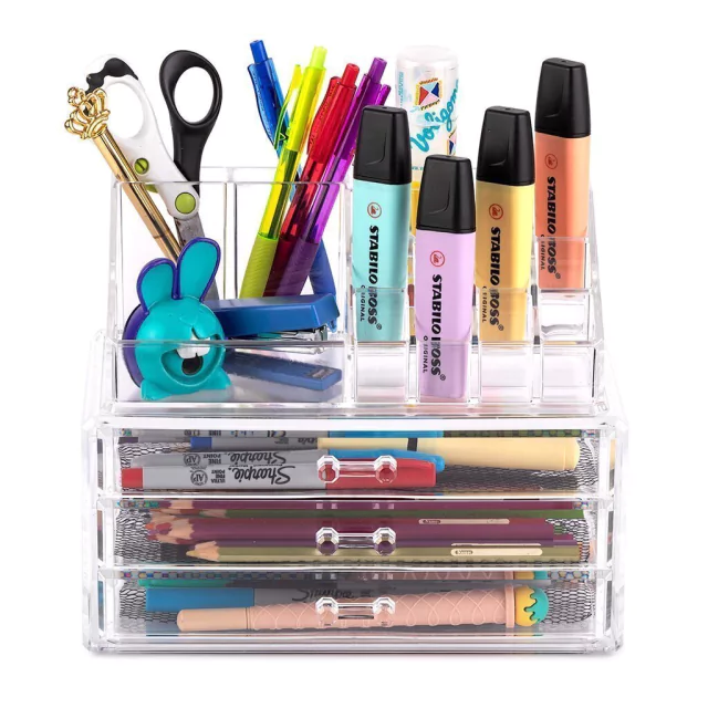 Organizadores de Escritorio / Maquillaje  - 3 Cajones + 12 Organizadores + Porta Taco Papeles -