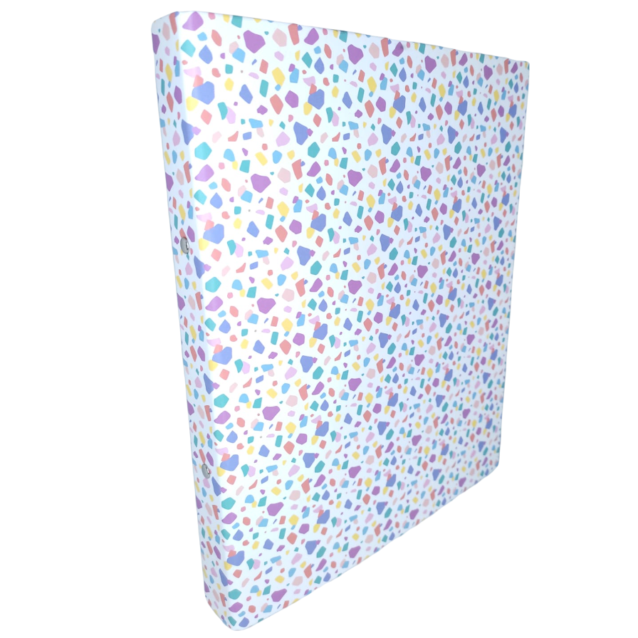 Carpeta Universitaria A4 ** CONFETTI MODELO 1 ** 2 anillos 20mm PLASTIFICADA