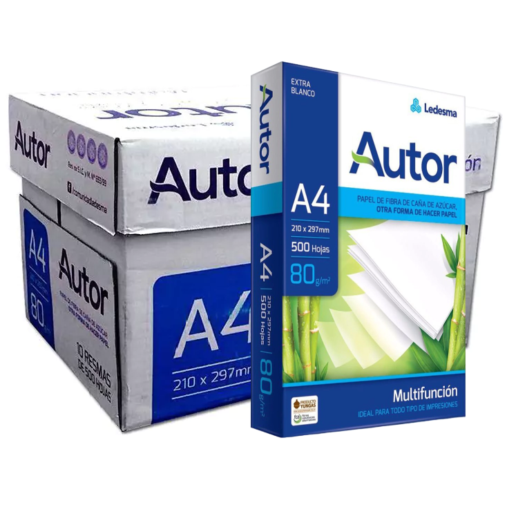Resma de Papel " Autor " A4 80 Gr * PRECIO DE CAJA X 10 UNIDADES * (Precio Efectivo / Transferencia Bancaria)