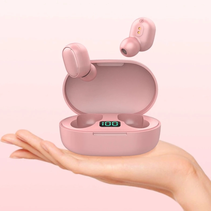 Auriculares "E6S ROSA PASTEL" Inalambricos Bluetooth Premium Simil Xiaomi Airpods