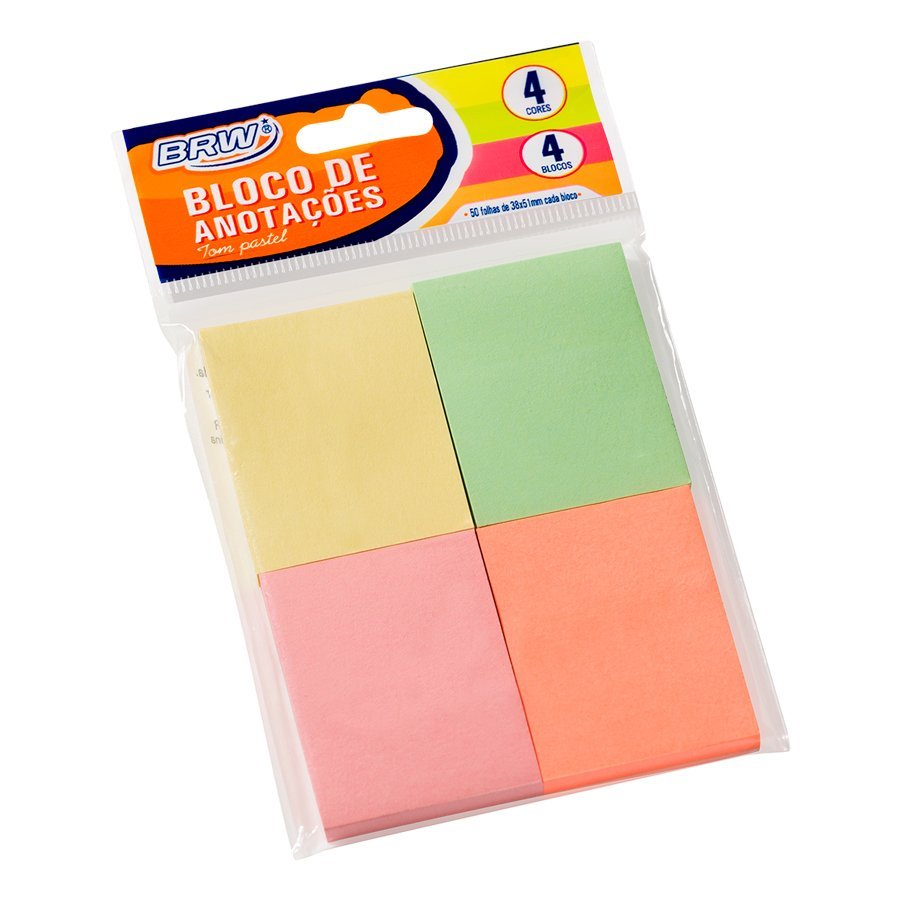Notas Adhesivas BRW "PASTELES" x 4 Colores