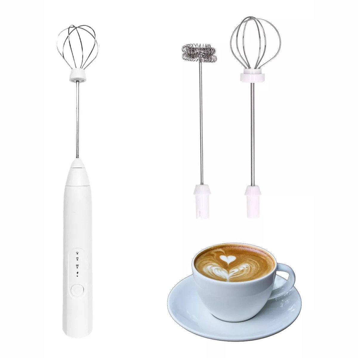 Batidor Café Leche Crema Espumador Huevos Cocina - Eléctrico Recargable 2 EN 1