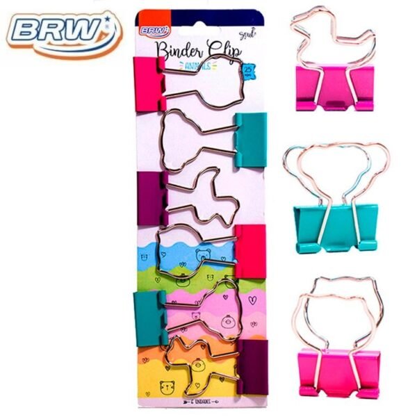 Binder Clip BRW "Animals" 25mm blíster x 6