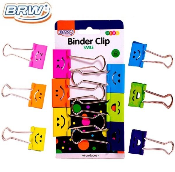 Binder Clip BRW "Smile" Neón 25mm blíster x 6