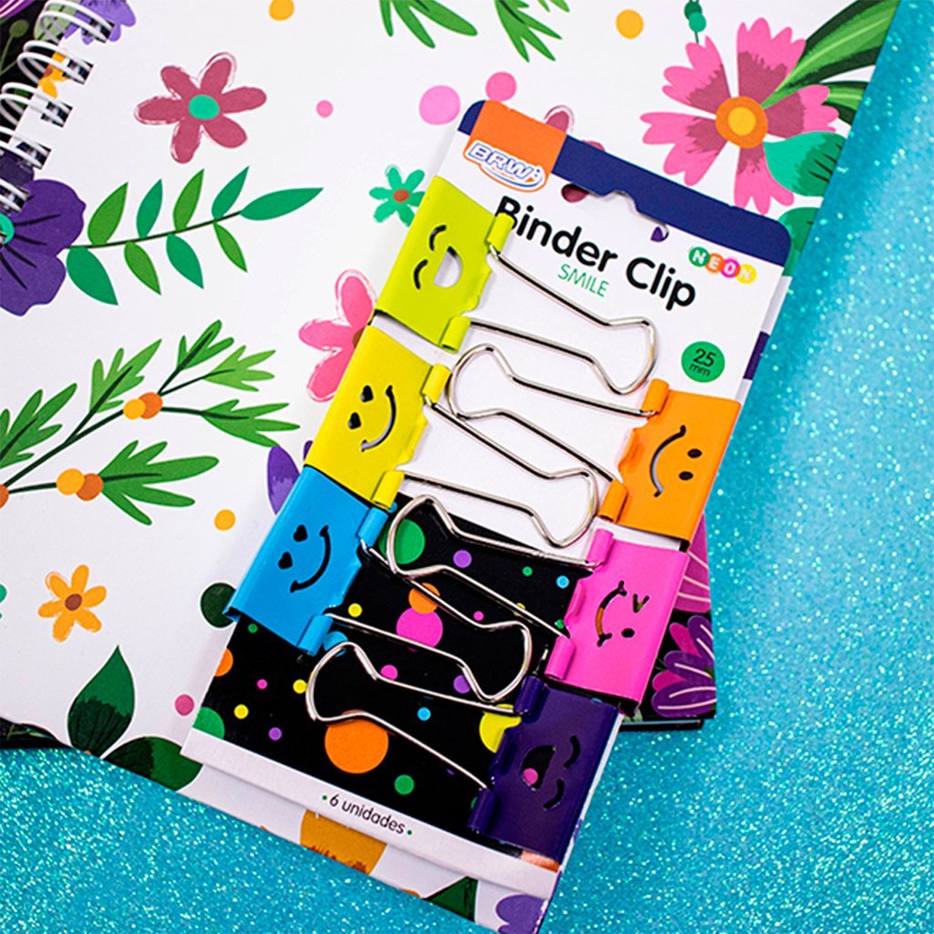 Binder Clip BRW "Smile" Neón 25mm blíster x 6