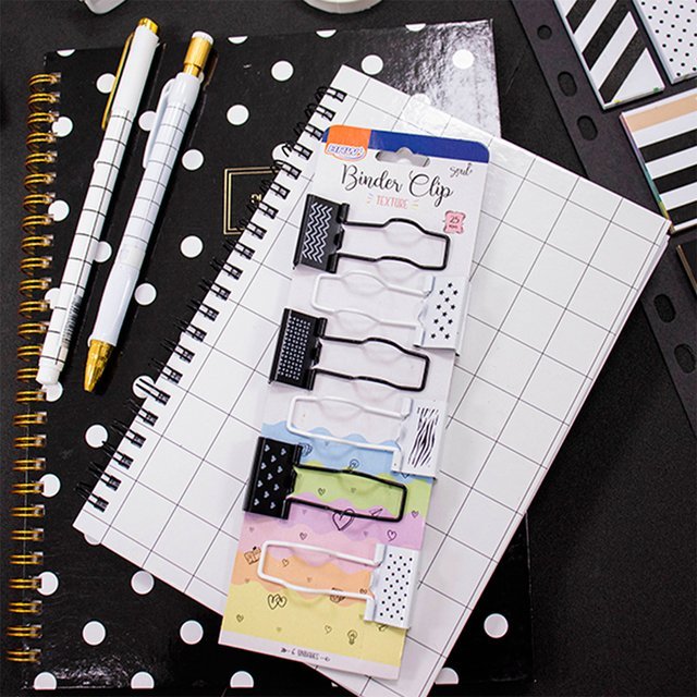 Binder Clip BRW "Texture" Neón 25mm blíster x 6 (Porta Lapicera)