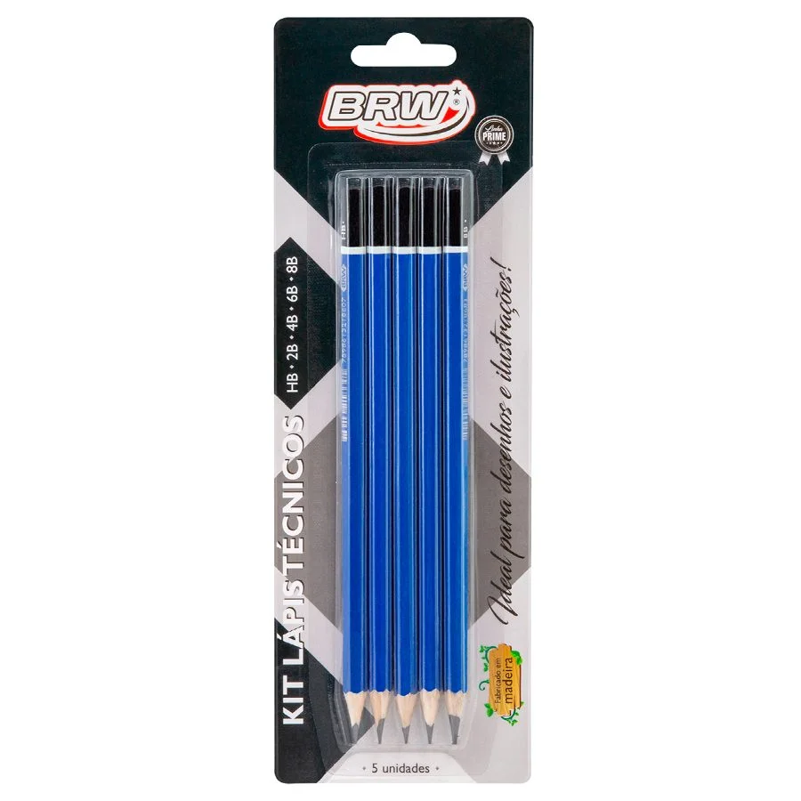 Lapiz Técnicos Negro BRW Grafito (Blister x 5) ** PARA DIBUJO **
