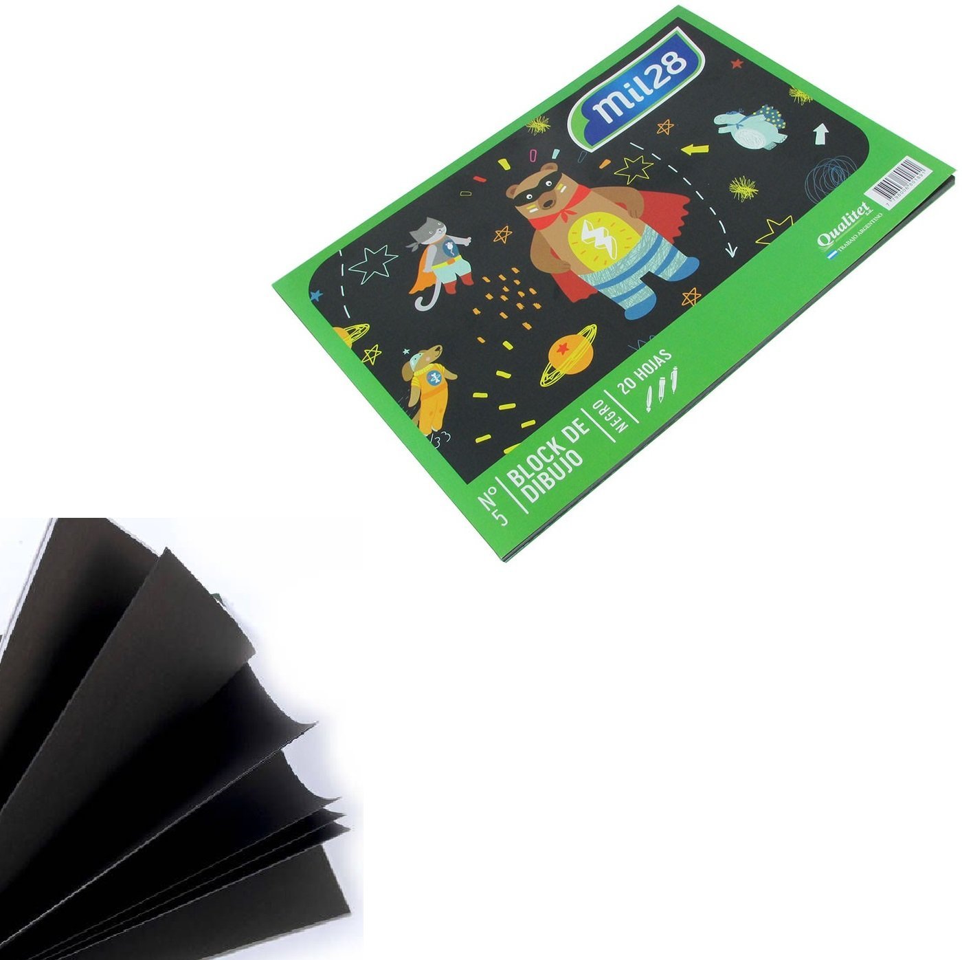 BLOCK DE DIBUJO "NEGRO” NUMERO 5 DE COLOR (20 HOJAS) Mil28