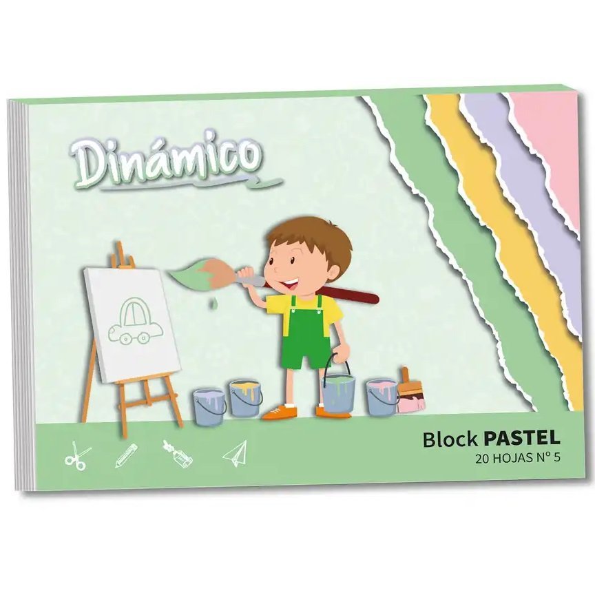BLOCK DE DIBUJO "PASTEL” DINAMICO NUMERO 5 COLORES PASTELES (20 HOJAS)