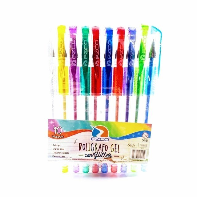 LAPICERAS EN GEL * GLITTER *  EZCO X 10 (BRILLO)