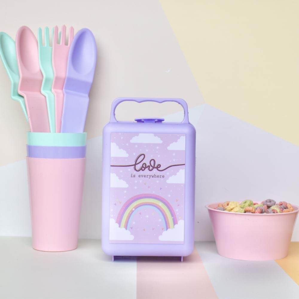 Luncheras Plasticas * Love (Arcoiris) * Lila Pastel