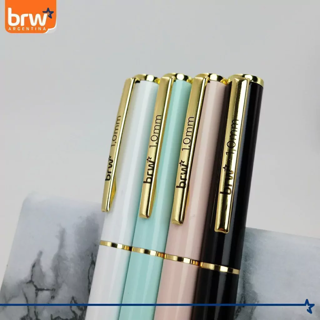 Lapiceras Metálicas * PASTEL * PREMIUM c/ detalles en Dorado Regalo BRW