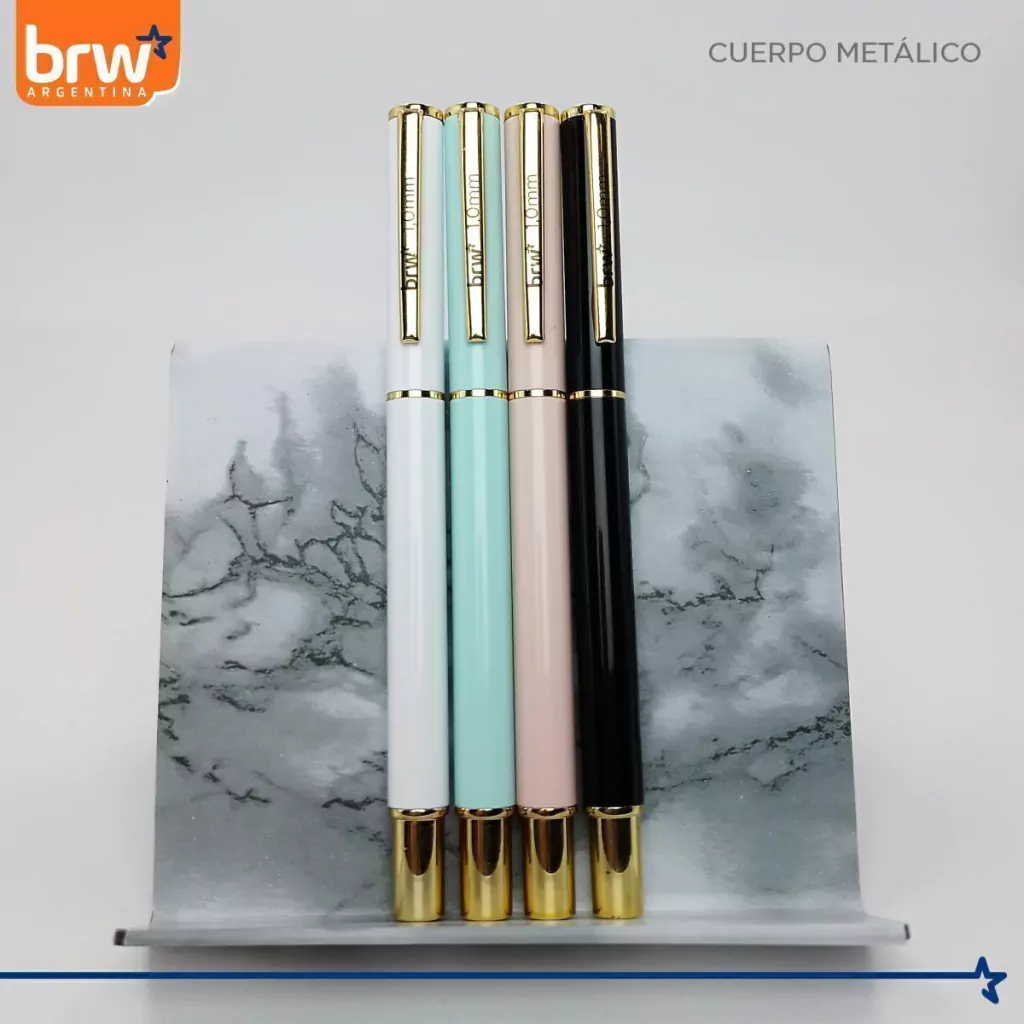 Lapiceras Metálicas * PASTEL * PREMIUM c/ detalles en Dorado Regalo BRW