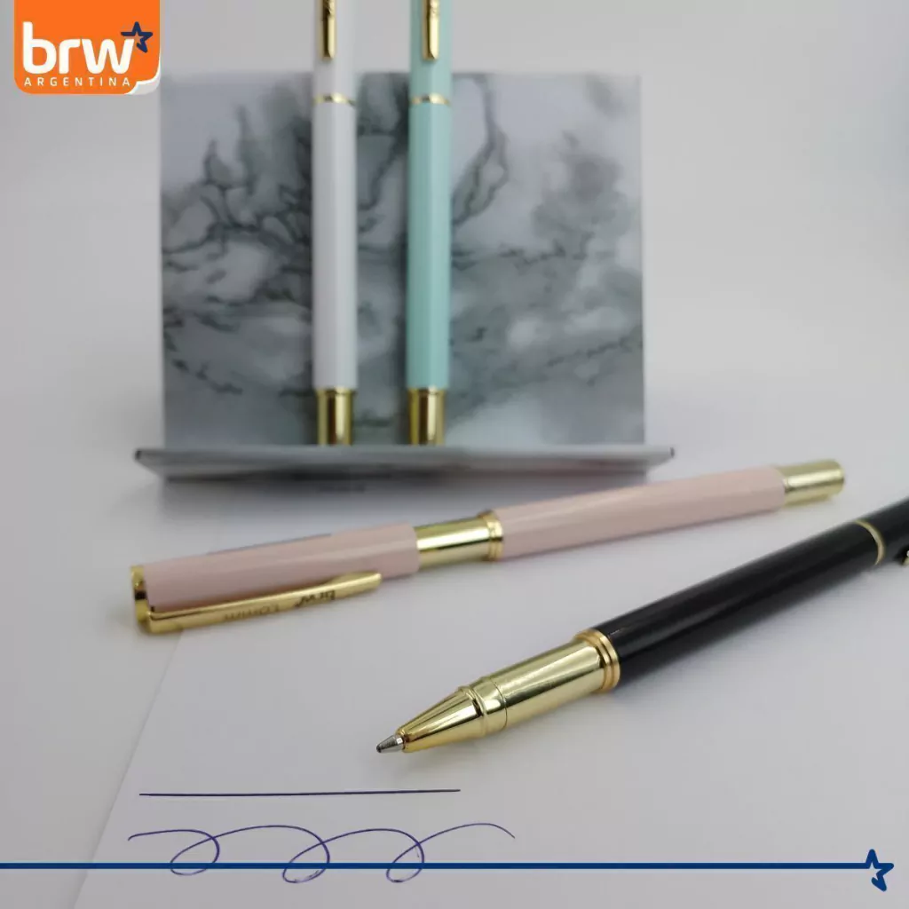 Lapiceras Metálicas * PASTEL * PREMIUM c/ detalles en Dorado Regalo BRW