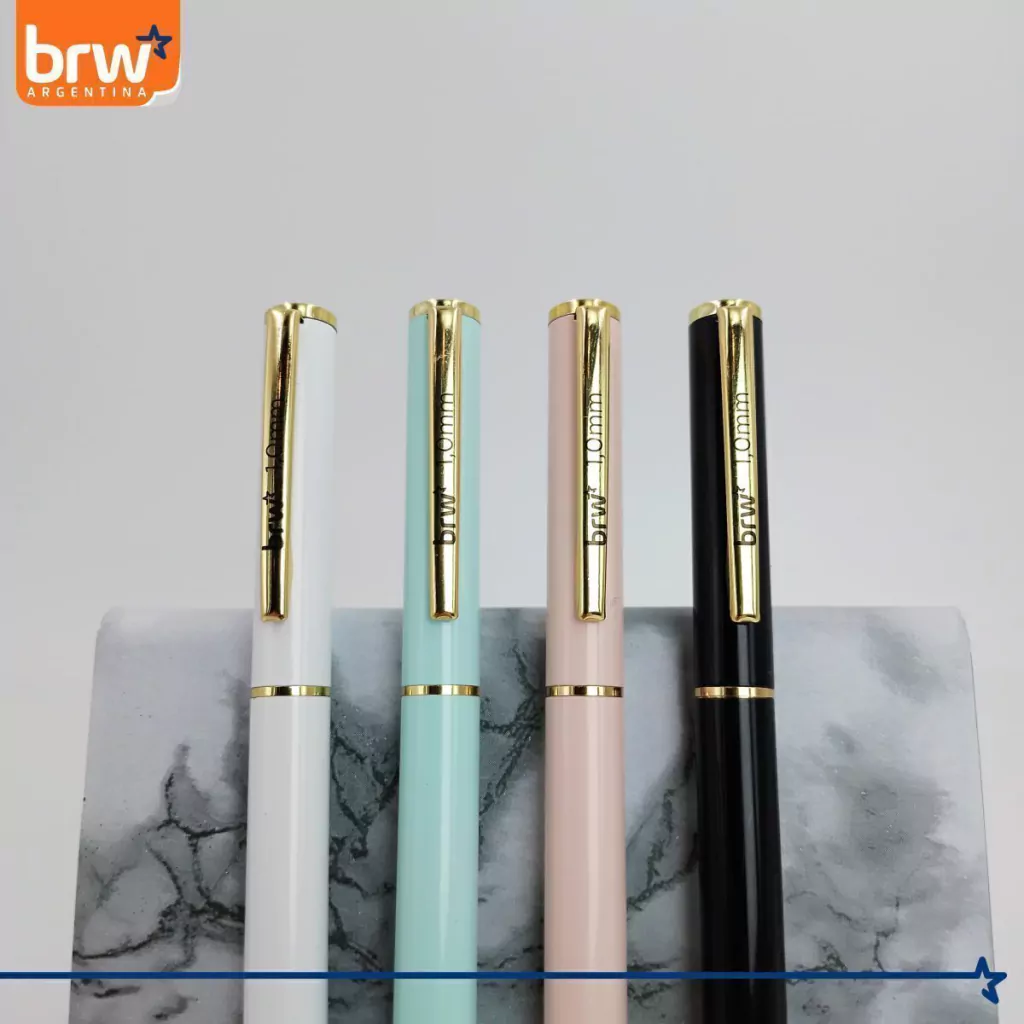 Lapiceras Metálicas * PASTEL * PREMIUM c/ detalles en Dorado Regalo BRW