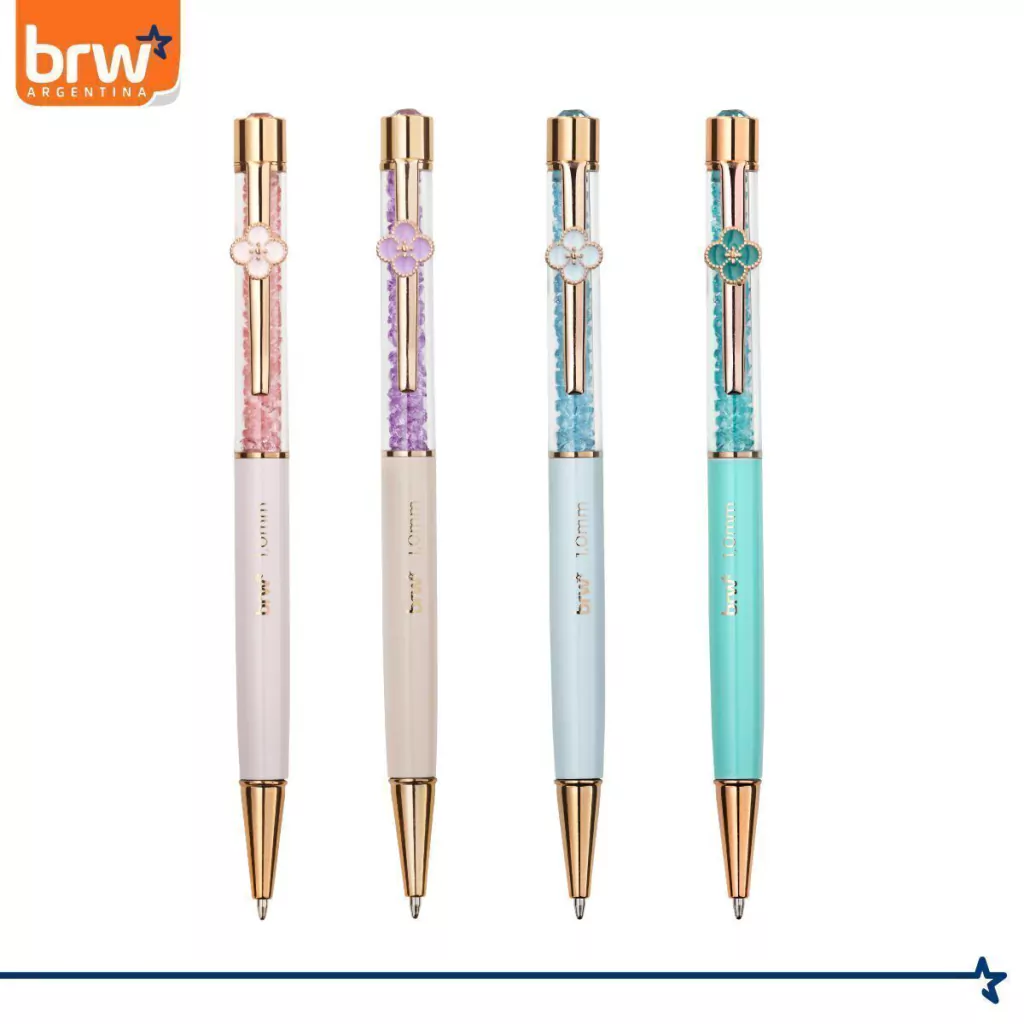 Lapiceras Metalicas * PASTEL c/ Flor y Diamante * PREMIUM Regalo BRW