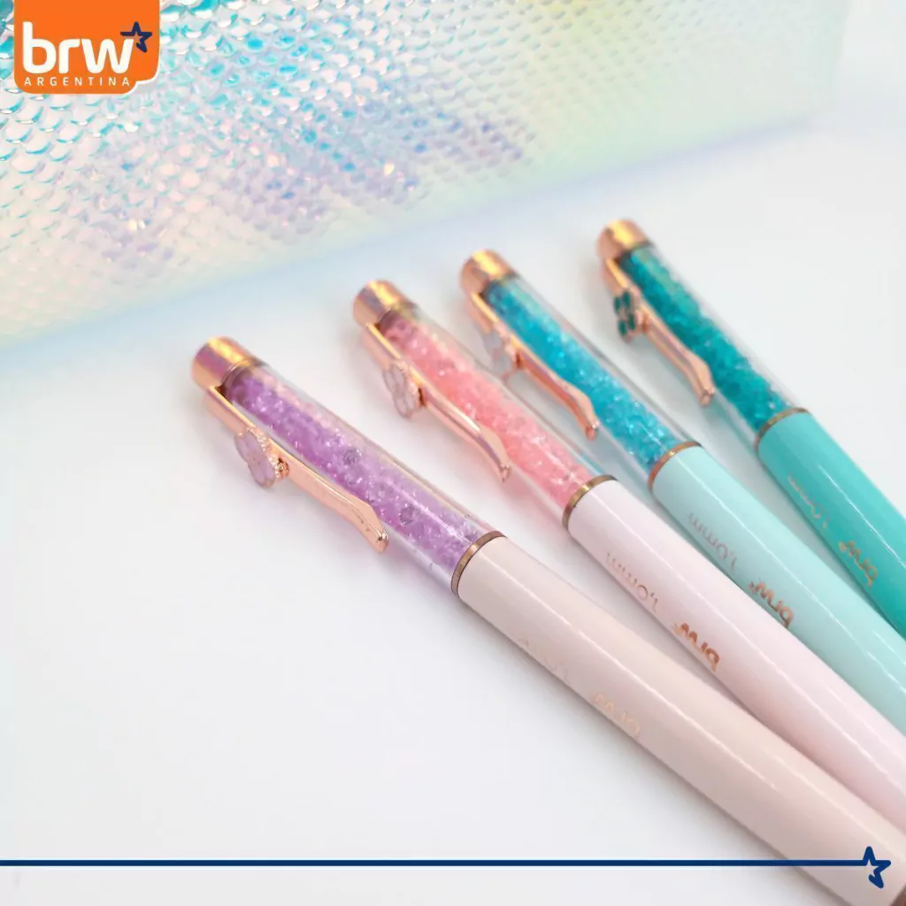 Lapiceras Metalicas * PASTEL c/ Flor y Diamante * PREMIUM Regalo BRW