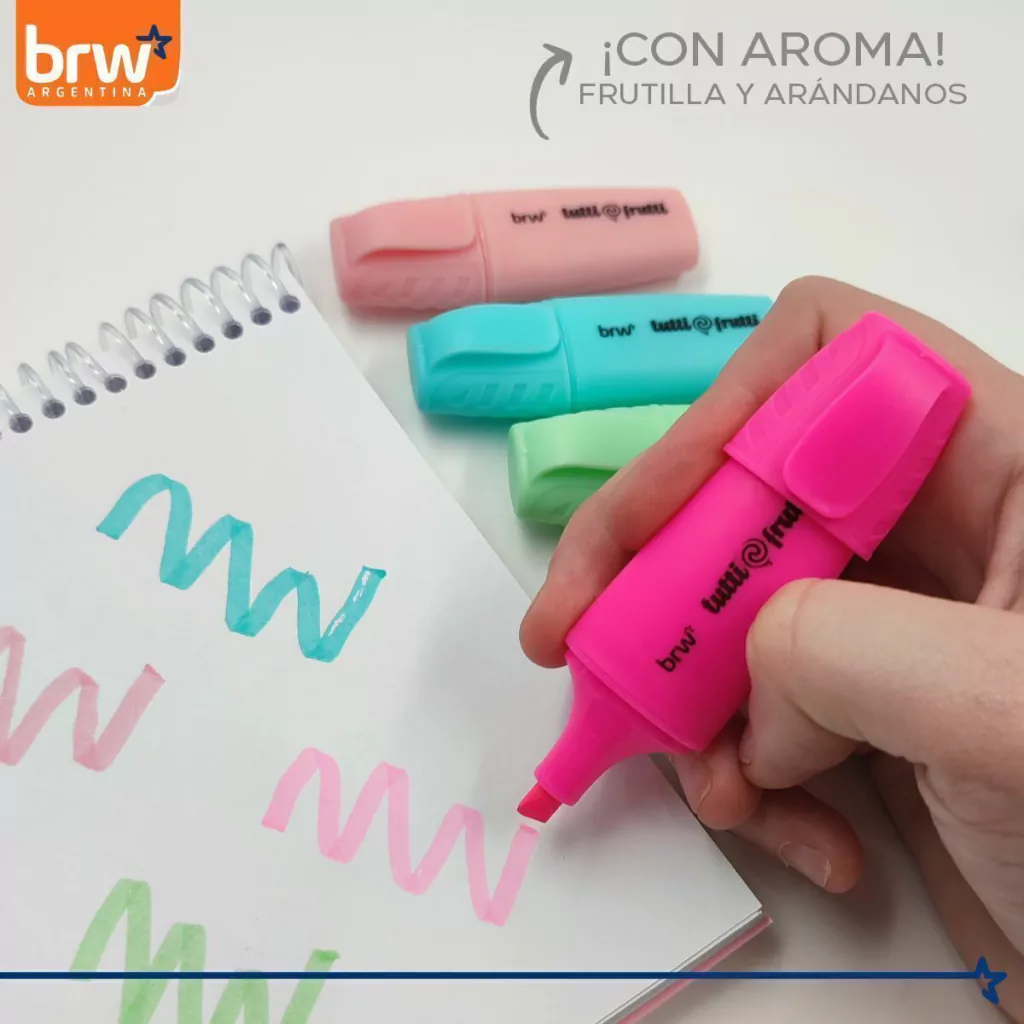 Mini Resaltadores BRW * Con AROMAS * x 4 unidades (Pastel y Flúo) P/ REGALO