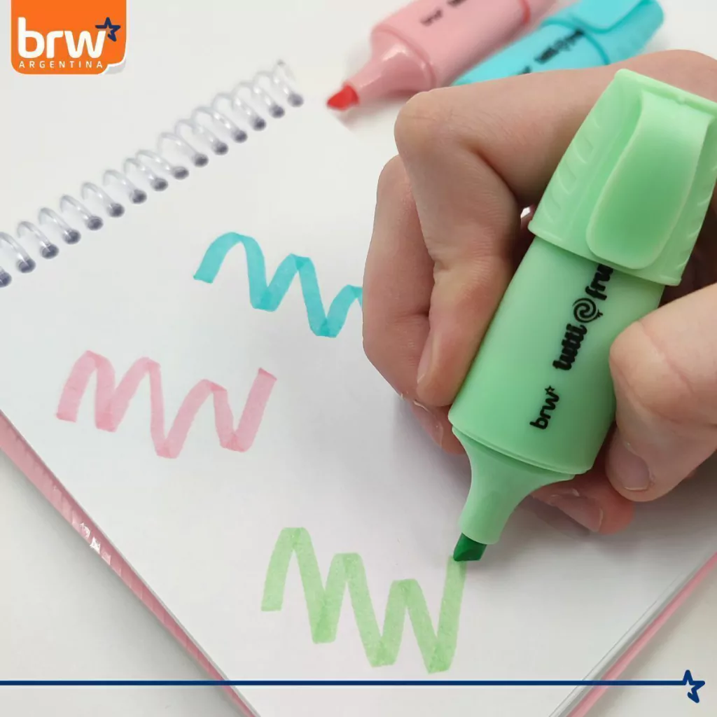 Mini Resaltadores BRW * Con AROMAS * x 4 unidades (Pastel y Flúo) P/ REGALO