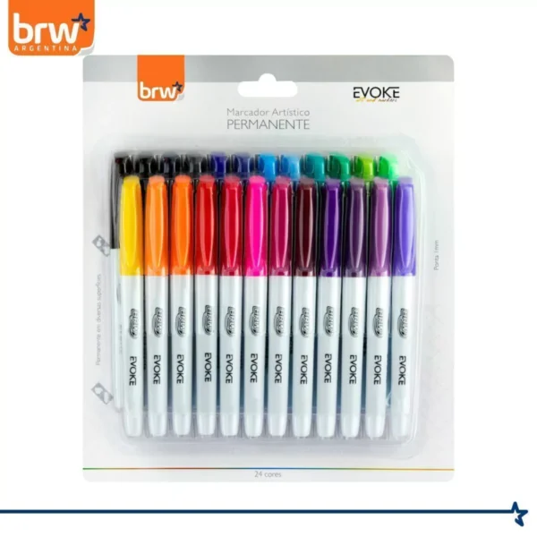 MARCADORES INDELEBLE BRW **BLISTER x 24** - PUNTA FINA -