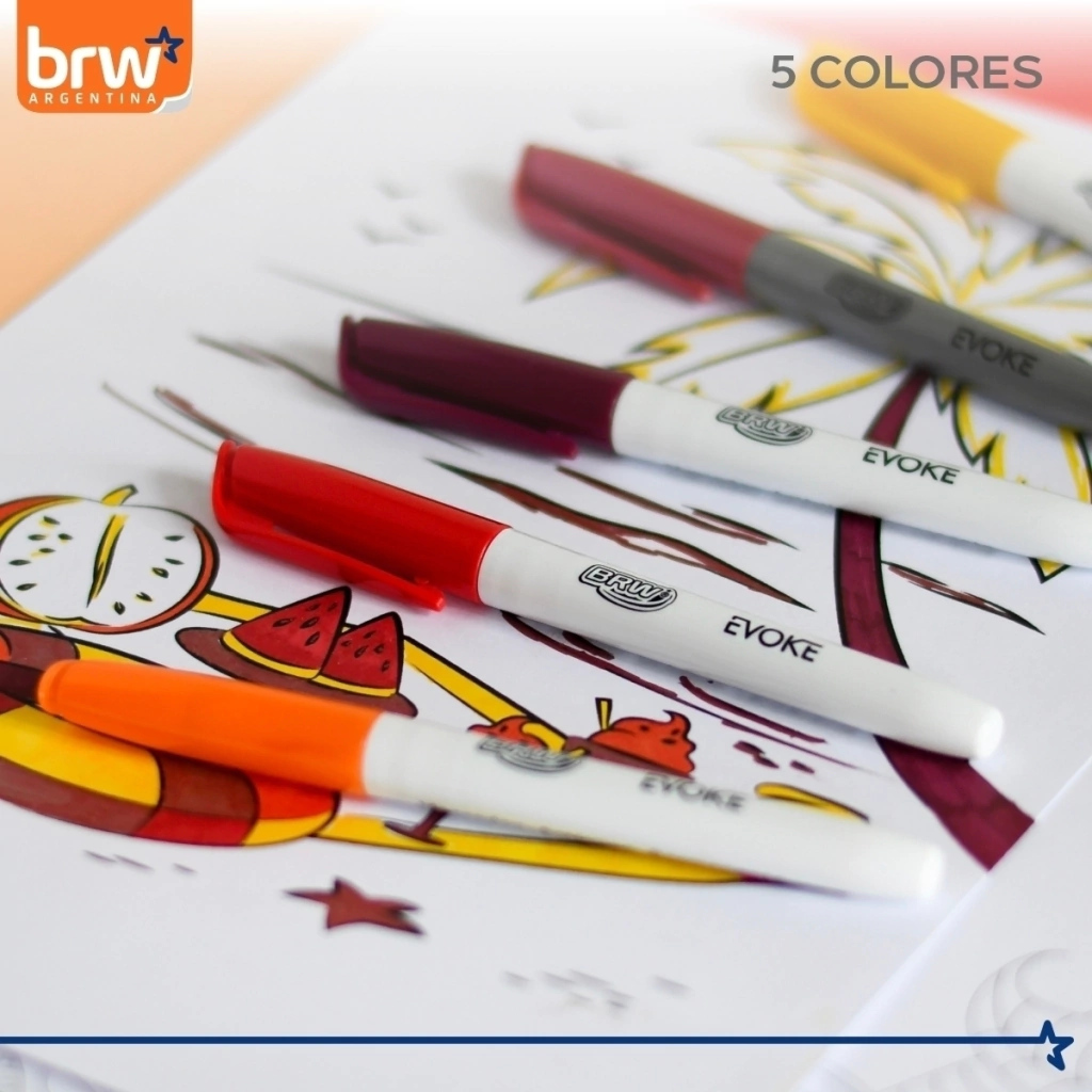 MARCADORES INDELEBLE BRW **SUMMER** x 5 - PUNTA FINA - (Incluye 1 metalizado)