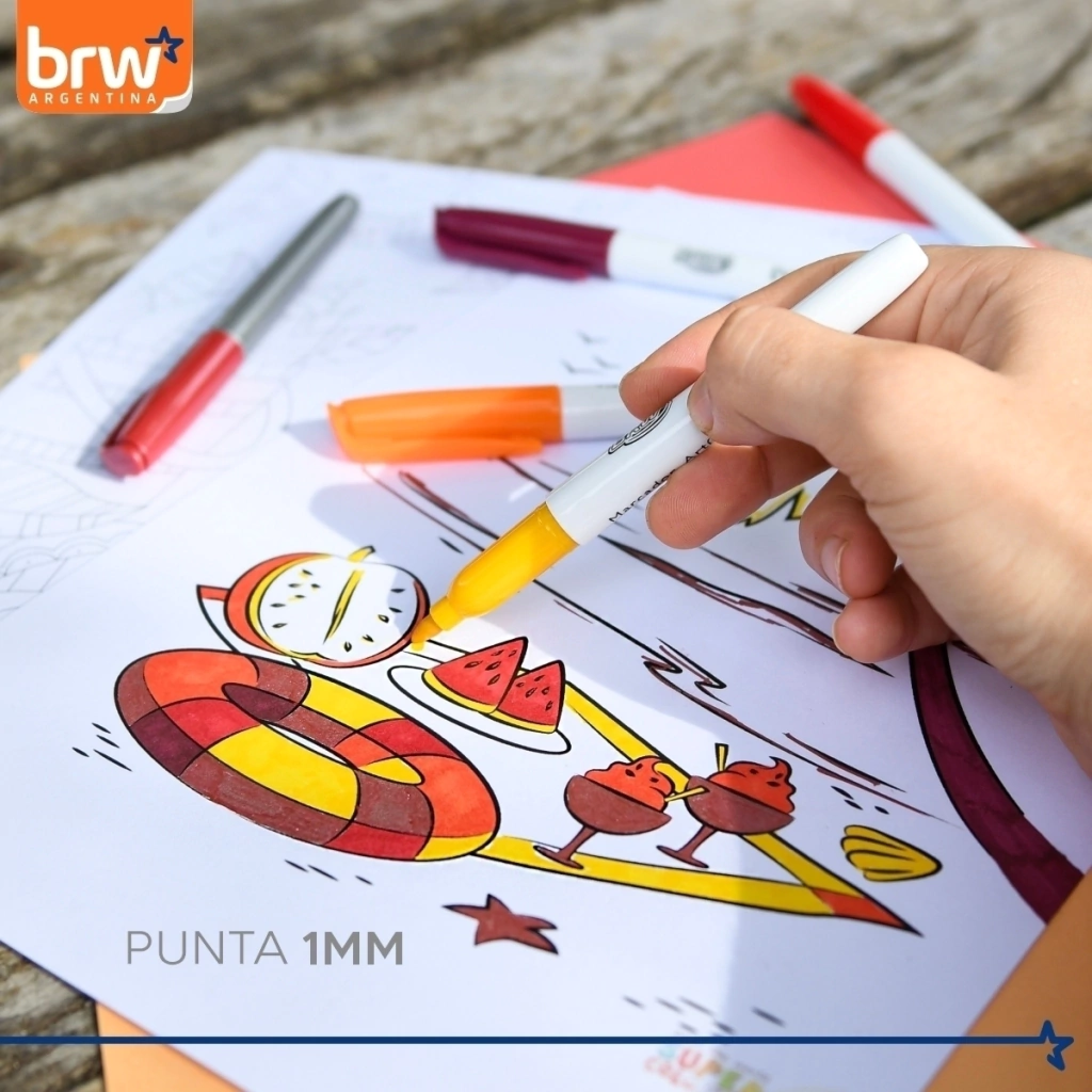 MARCADORES INDELEBLE BRW **SUMMER** x 5 - PUNTA FINA - (Incluye 1 metalizado)