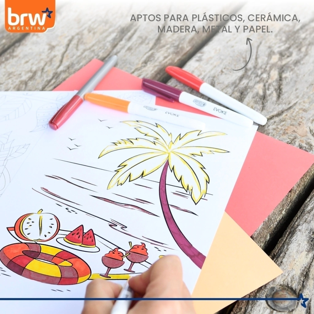 MARCADORES INDELEBLE BRW **SUMMER** x 5 - PUNTA FINA - (Incluye 1 metalizado)