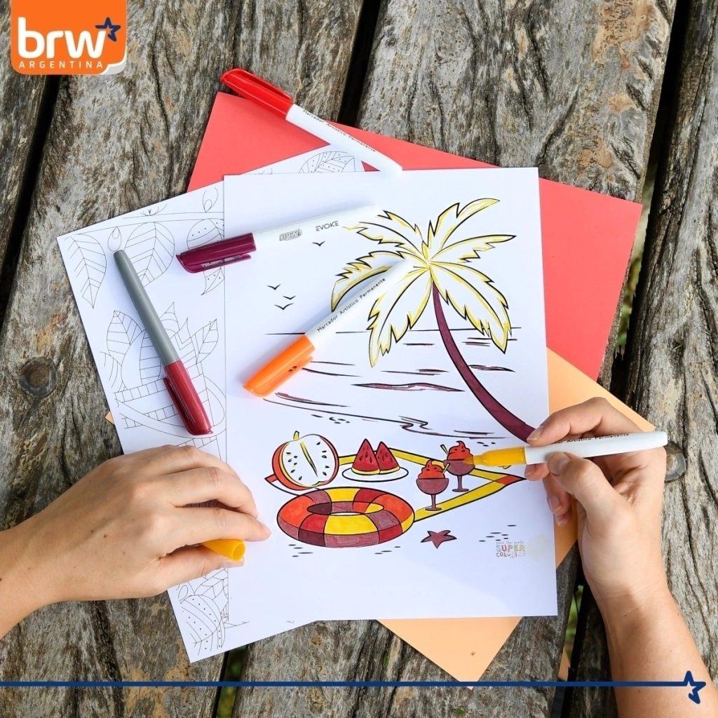 MARCADORES INDELEBLE BRW **SUMMER** x 5 - PUNTA FINA - (Incluye 1 metalizado)