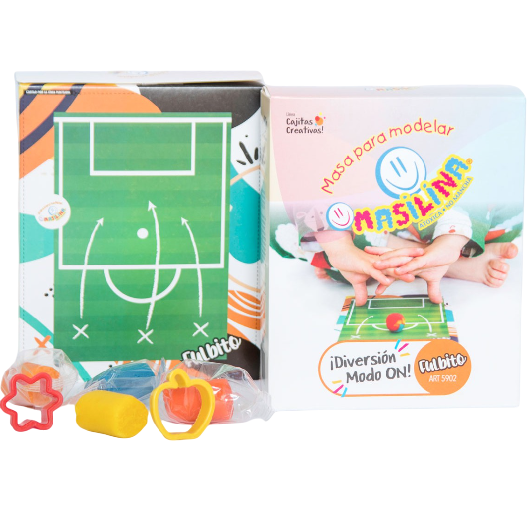 CAJITAS CREATIVAS * FULBITO * MASAS + ACCESORIOS MASILINA (Juego para los mas chicos)