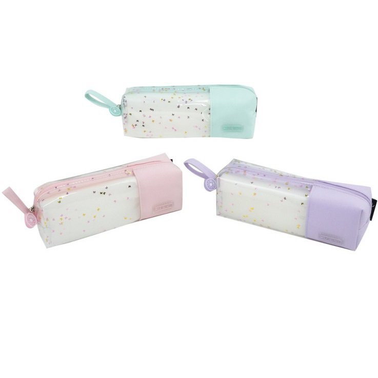 CARTUCHERAS OLAMI *TRANSPARENTE LILA PASTEL* MEDIANA